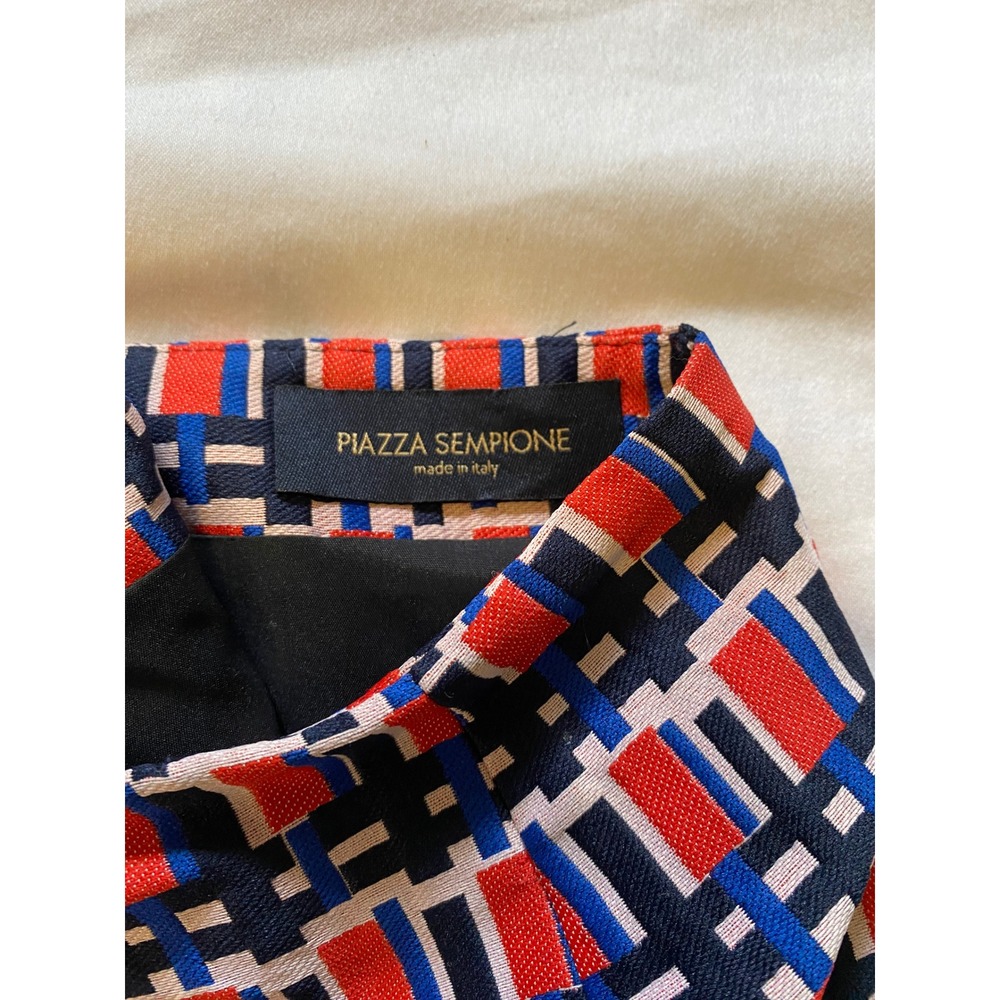 Piazza Sempione Multicolor Red Blue‎ Pink Blush SZ 12 lined Skirt made In Italy - Picture 7 of 8